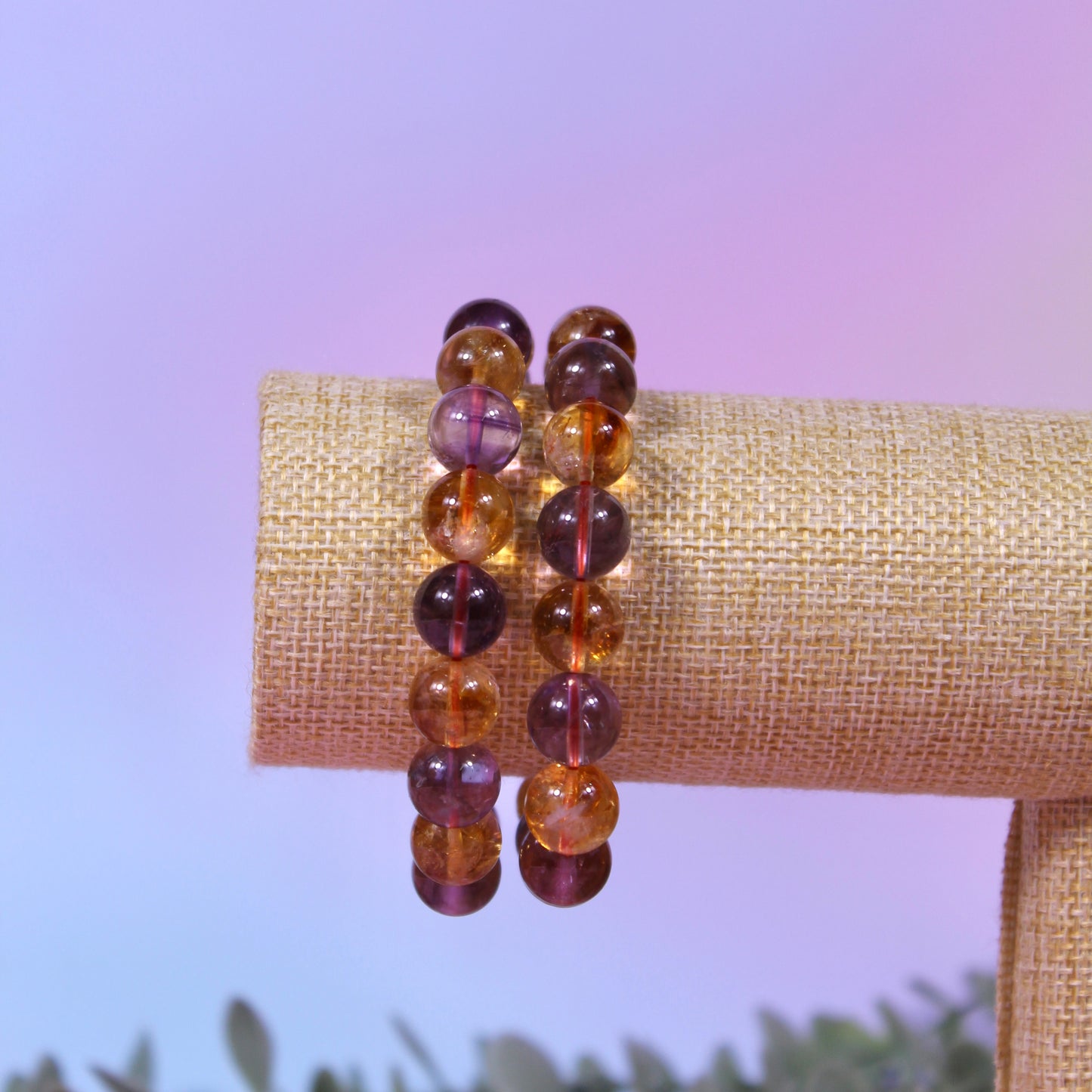 Amethyst and heat treated amethyst bracelet