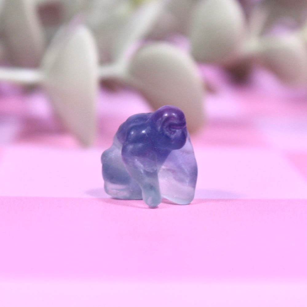 Fluorite gorilla mini carving