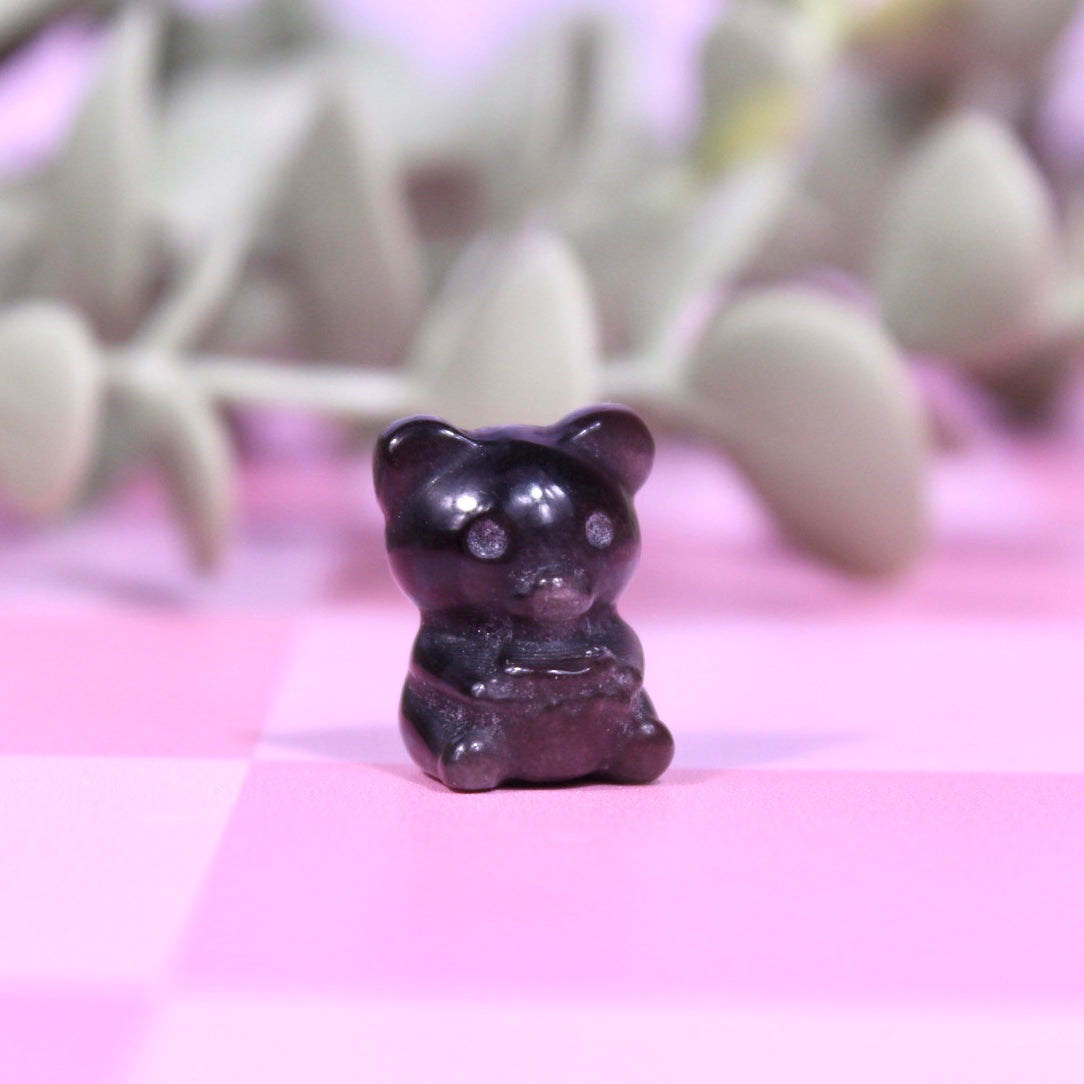 Sheen obsidian honey bear mini carving