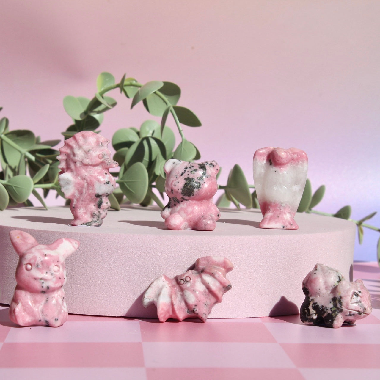 Peruvian Rhodonite carvings