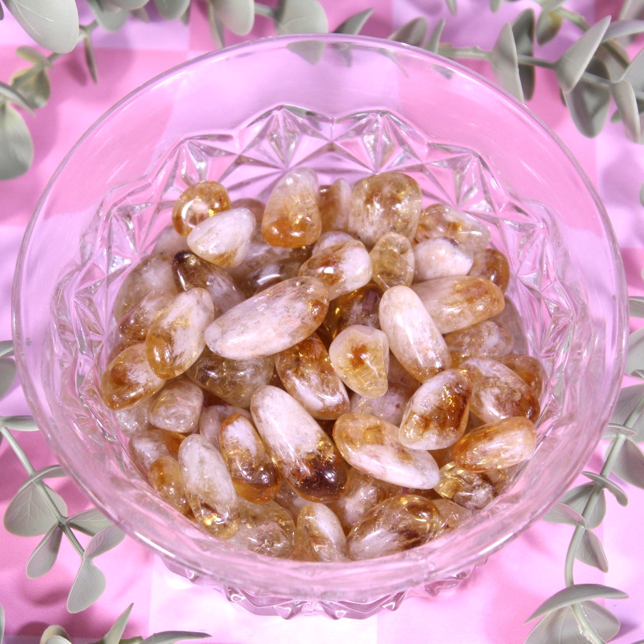 Heat treated amethyst tumbles