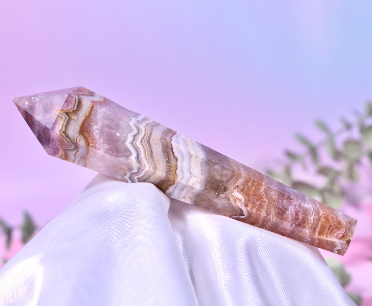 Mexican agate x amethyst wand #51