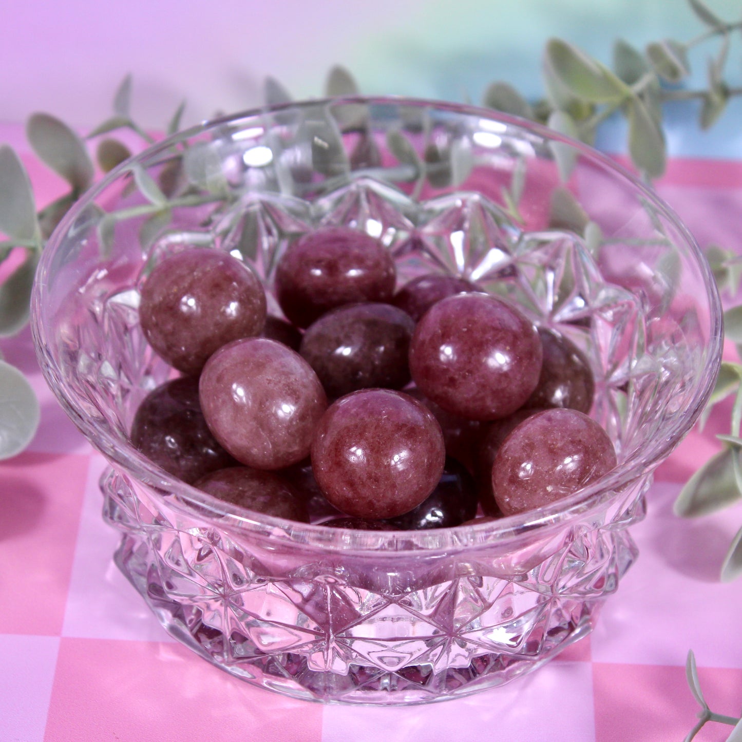 Strawberry quartz tumbles