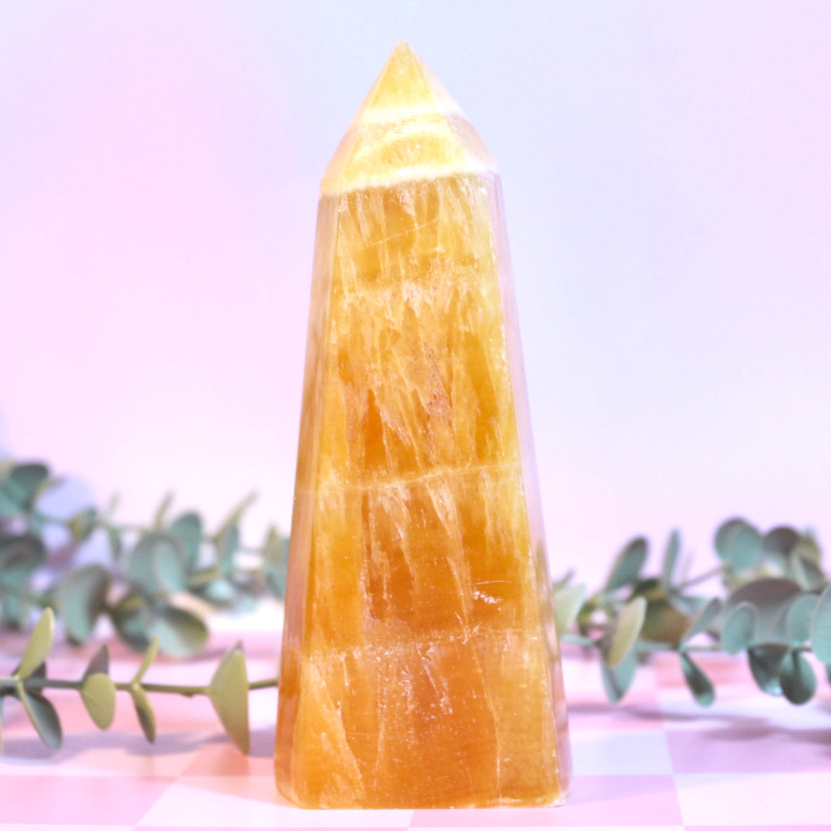 Orange calcite tower CHIPPED