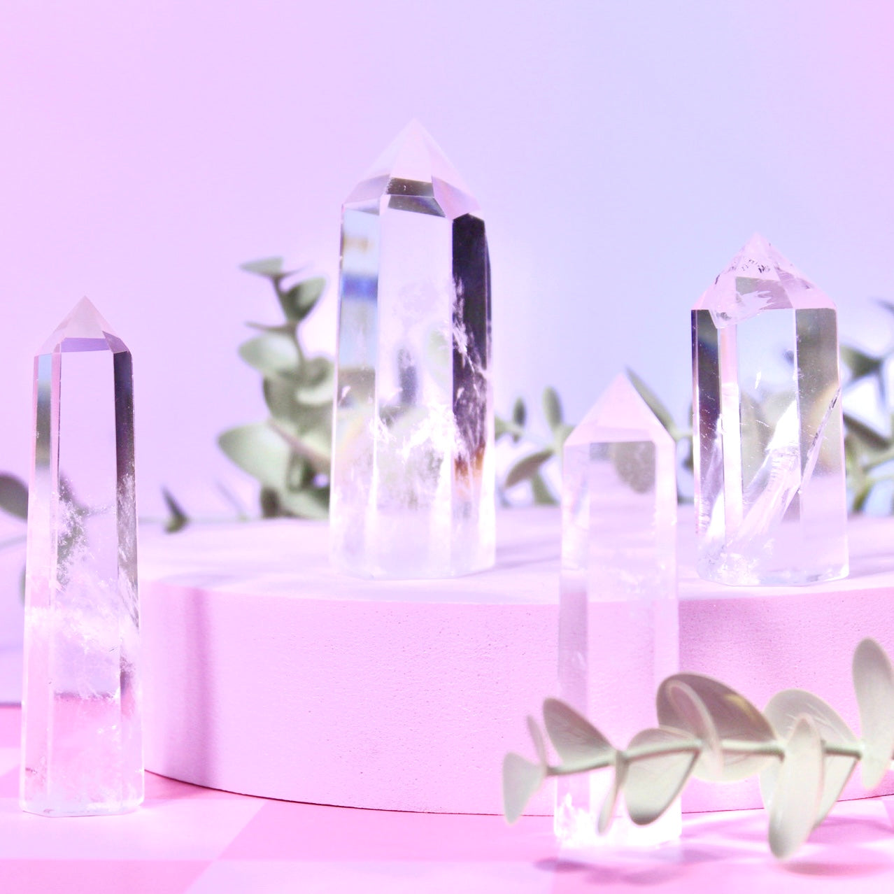 Clear quartz towers