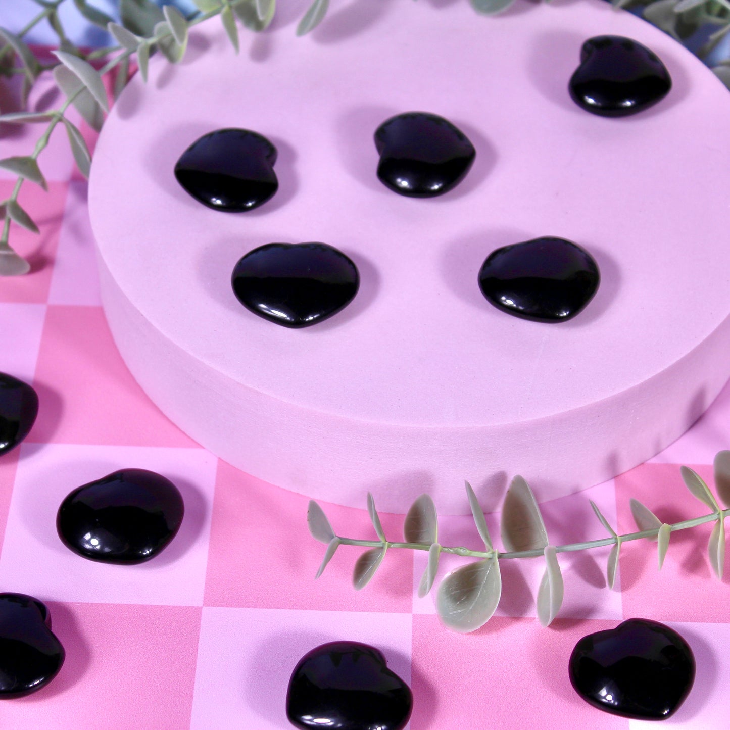 Rainbow obsidian hearts