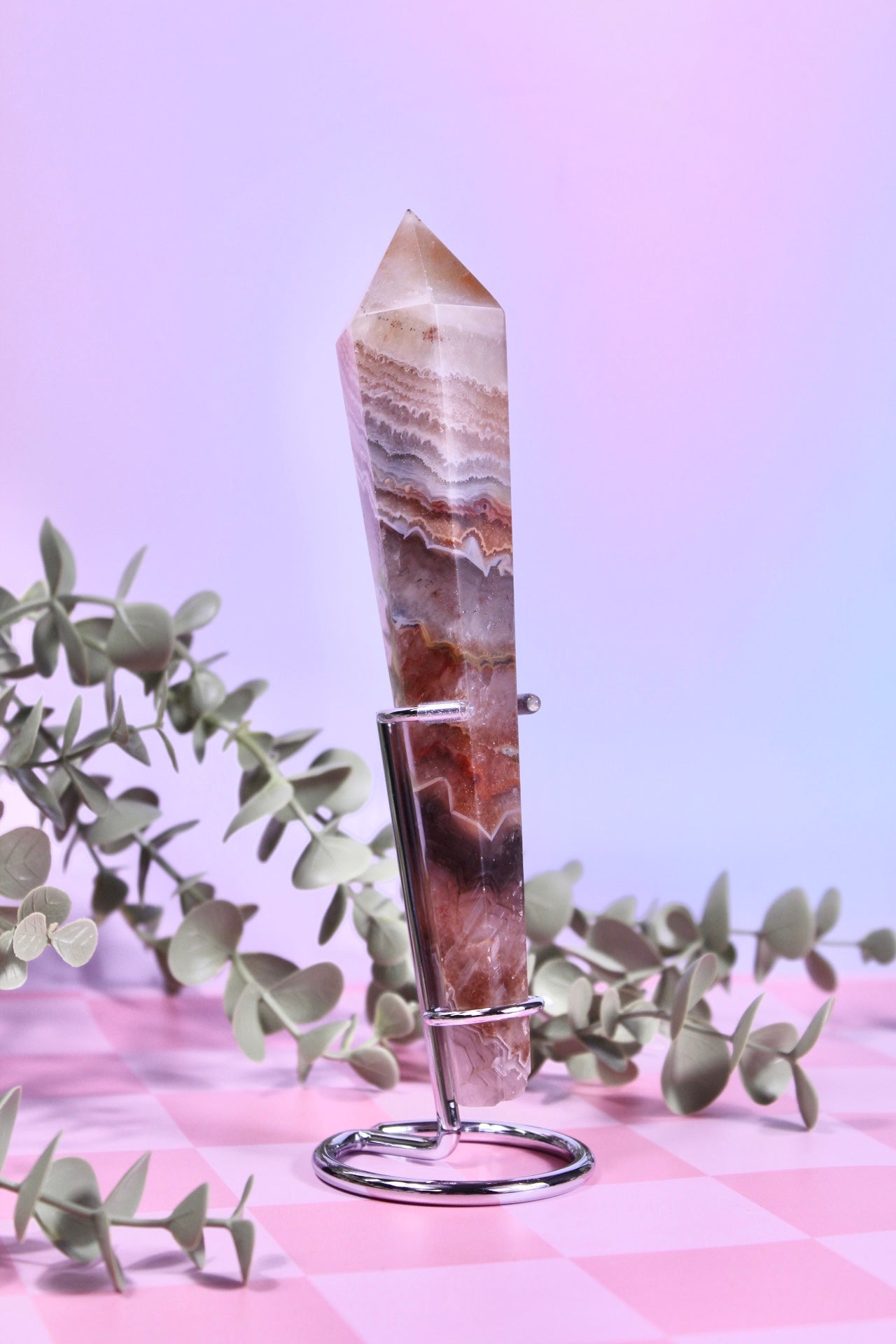 Amethyst x Mexican agate wand #77