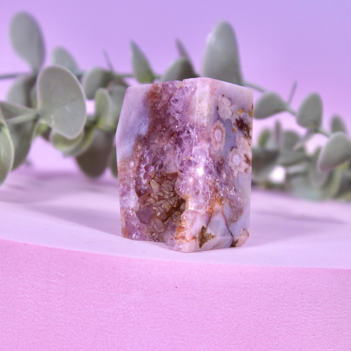 Pink amethyst x flower agate mini freeform