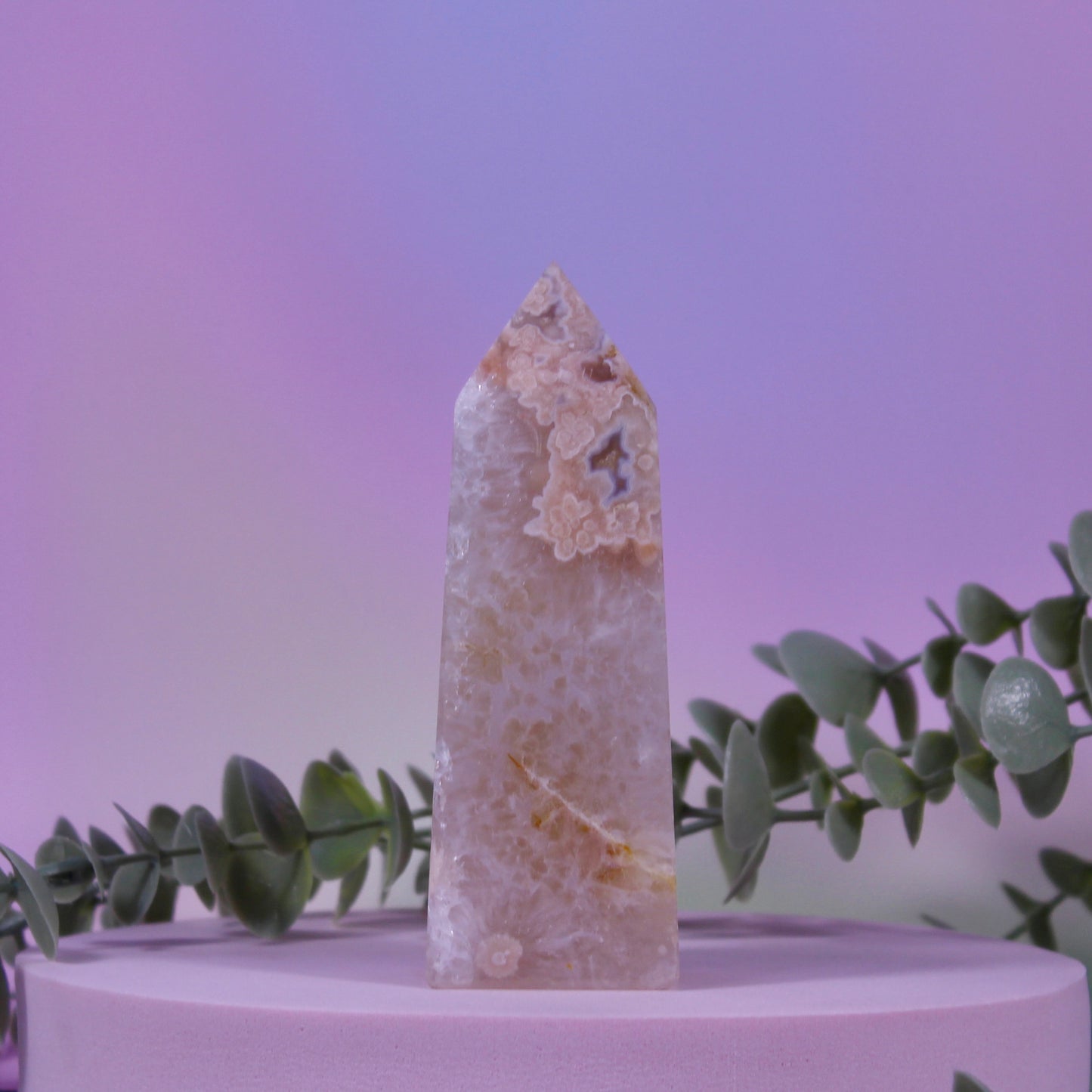 Pink Amethyst x Flower Agate tower #2