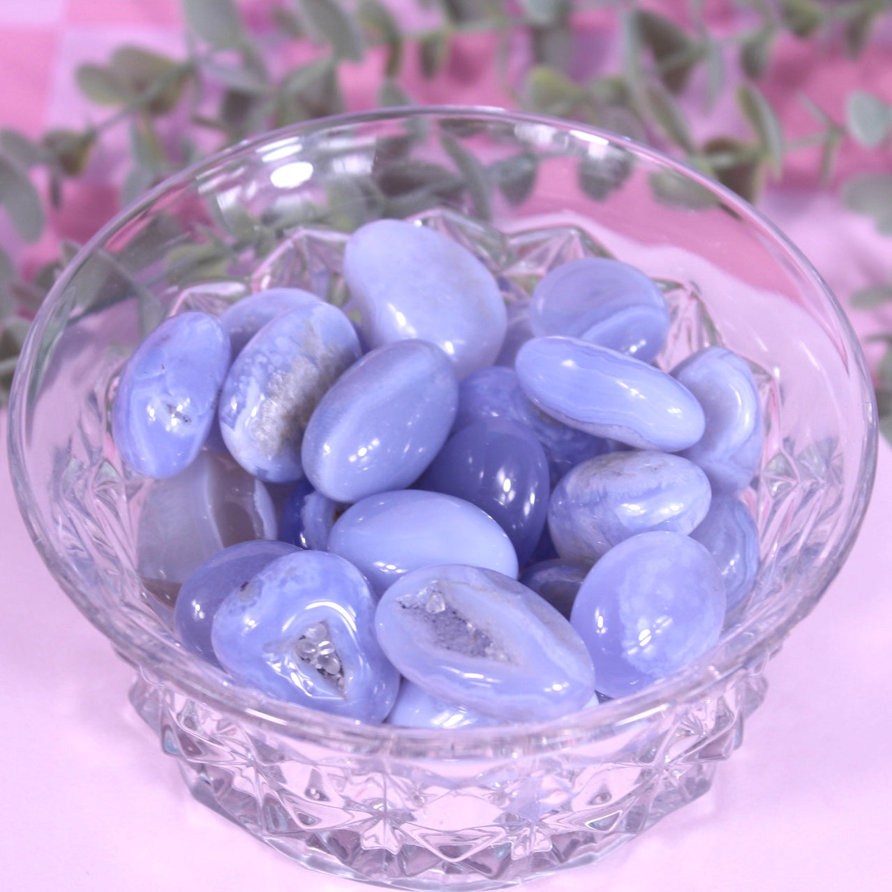 Blue lace agate tumbles