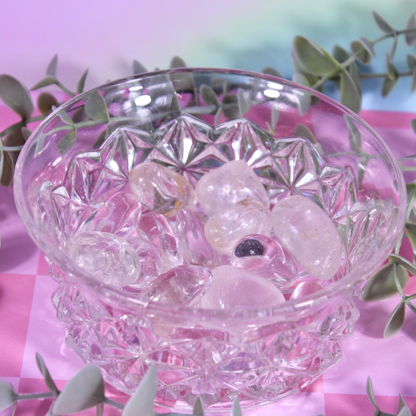 Clear quartz tumbles