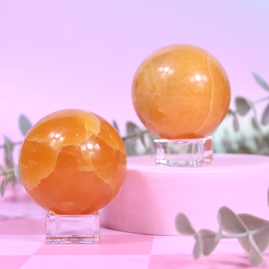 Orange calcite sphere | choose your own