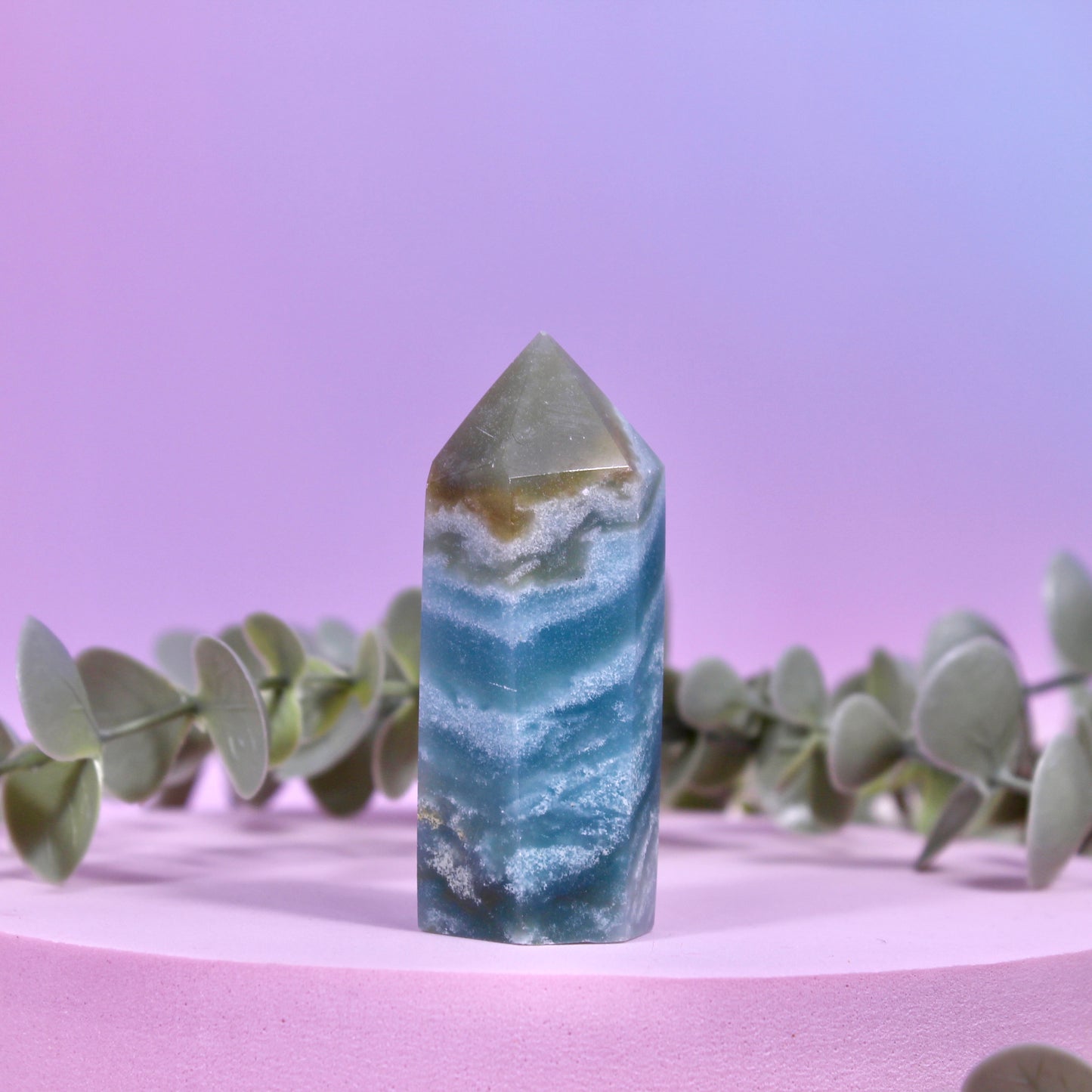 Sky blue quartz tower