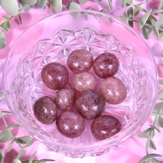 Strawberry quartz tumbles