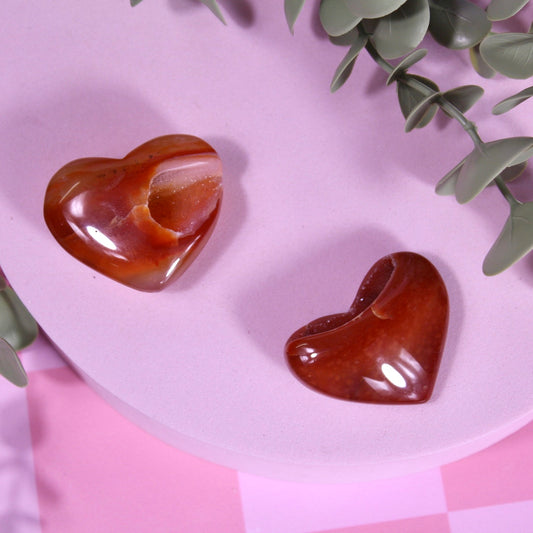 Druzy carnelian hearts