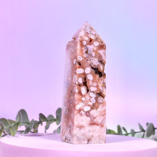 Pink Amethyst x Flower Agate tower #1