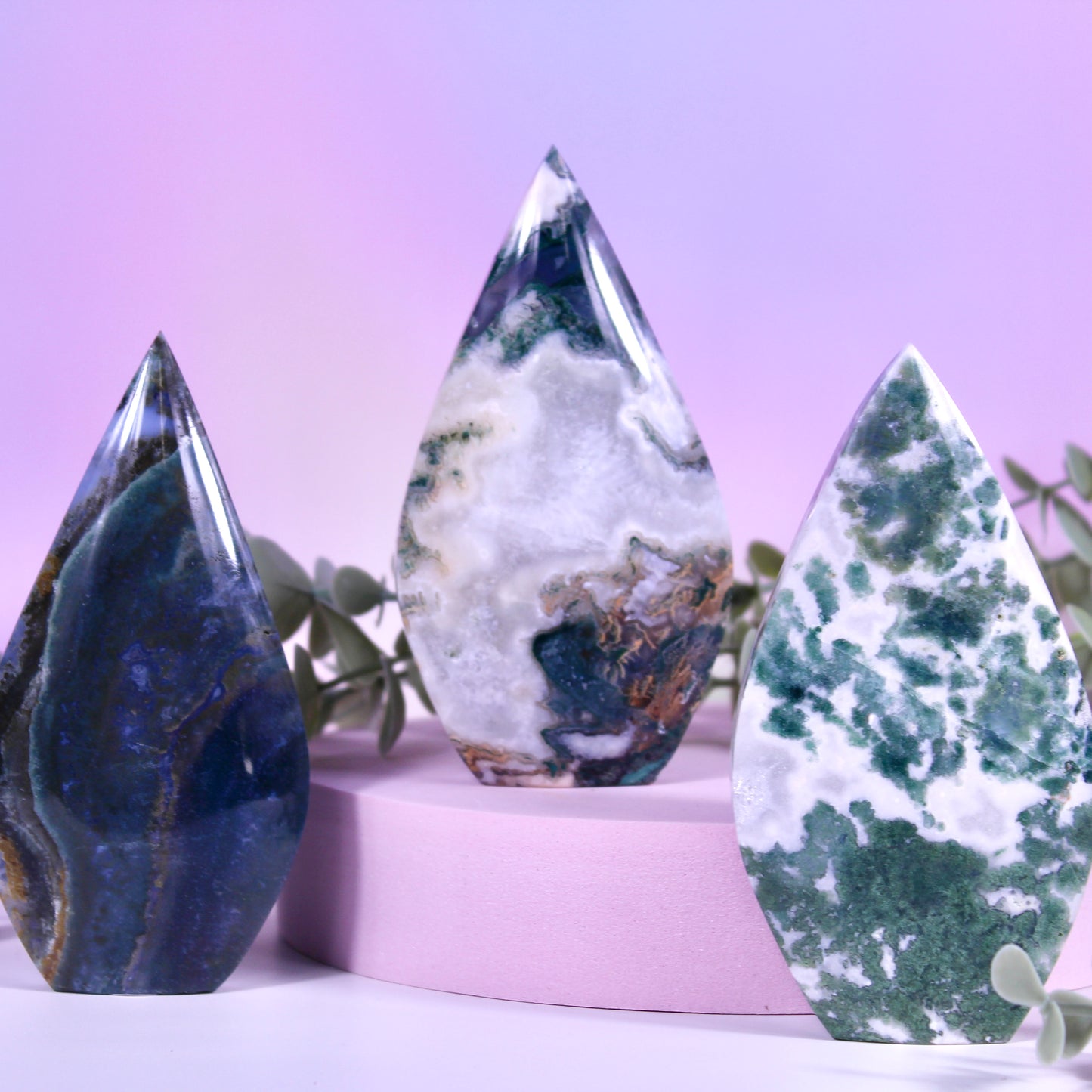 Moss agate freeforms