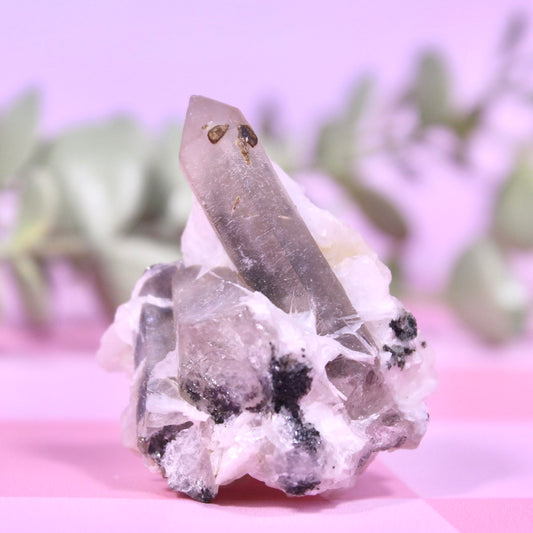 Anglesite x calcite x quartz specimen *UV Reactive*