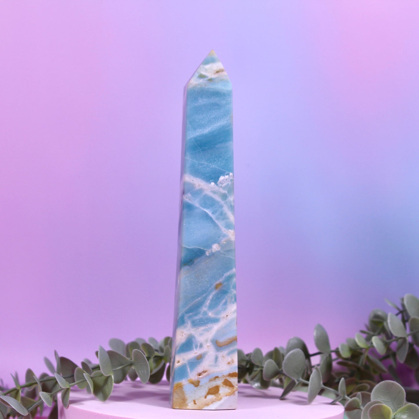 Sky blue quartz tower