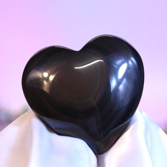 Rainbow obsidian heart