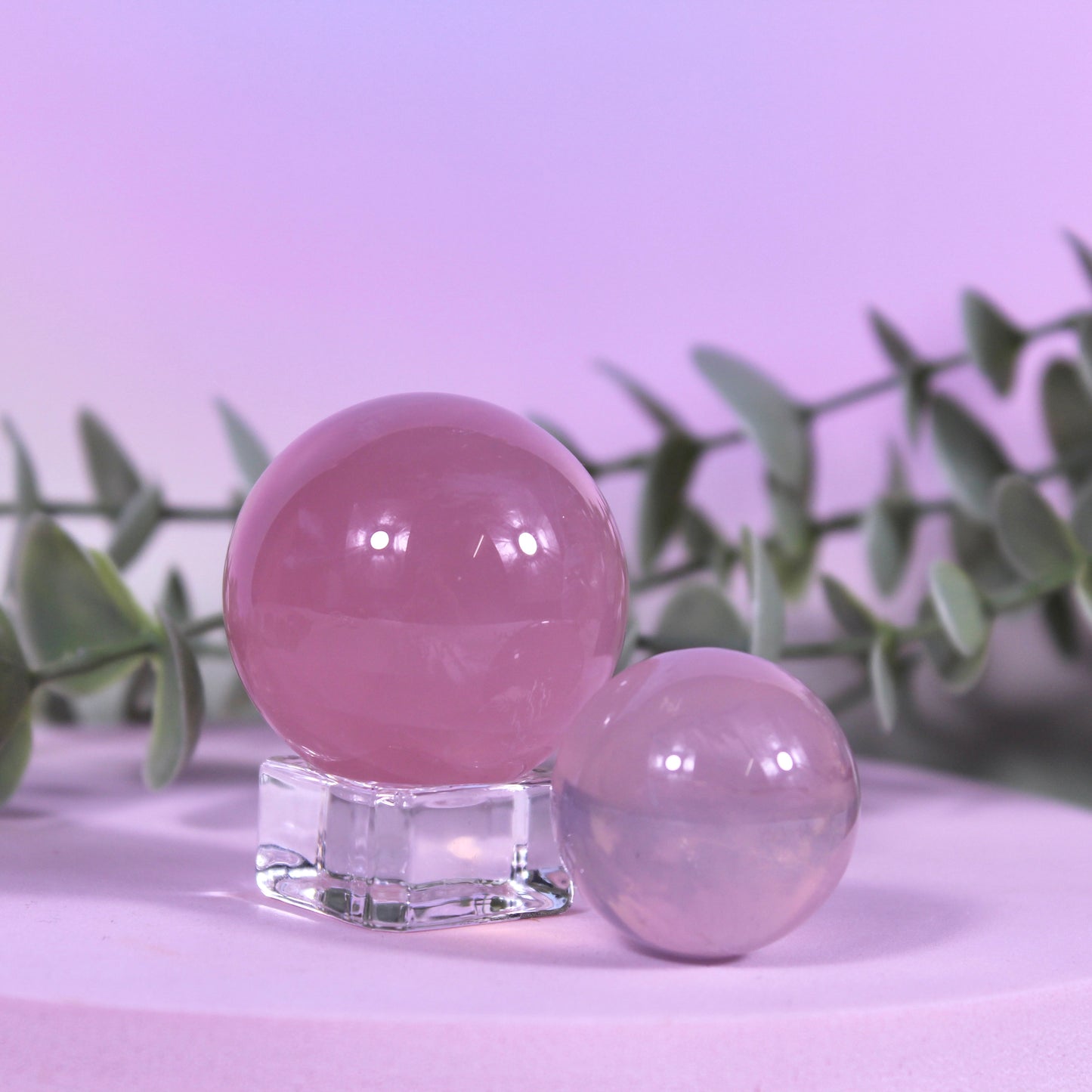 Star rose quartz spheres