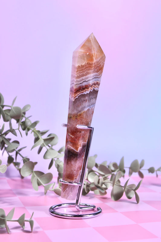 Amethyst x Mexican agate wand #77