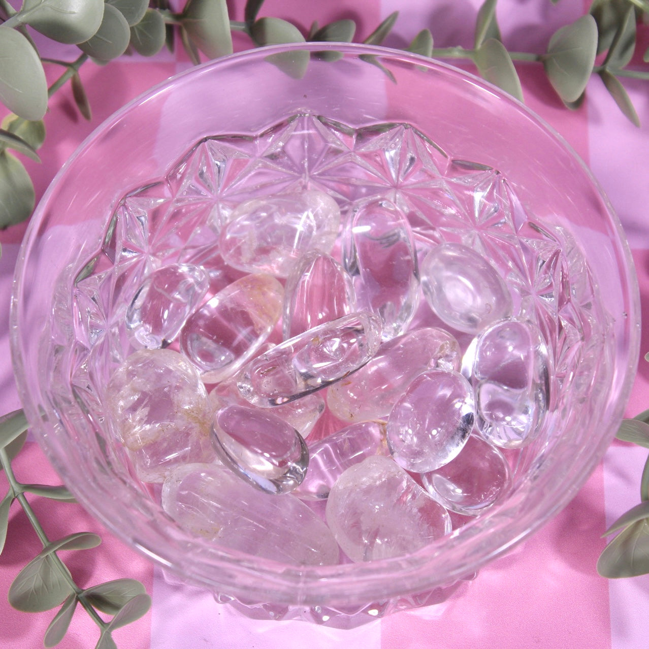 Clear quartz tumbles