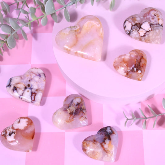 Dyed flower agate hearts | choose your own