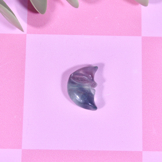 Fluorite moon face mini carving