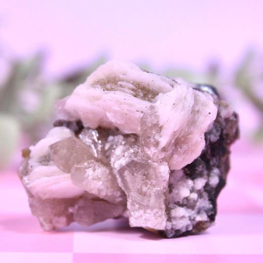 Anglesite x calcite x quartz specimen *UV Reactive*