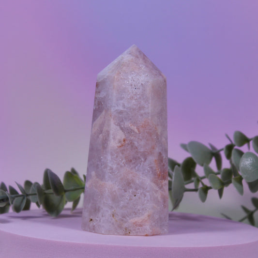 Pink Amethyst x Flower Agate Tower #4 small chip*