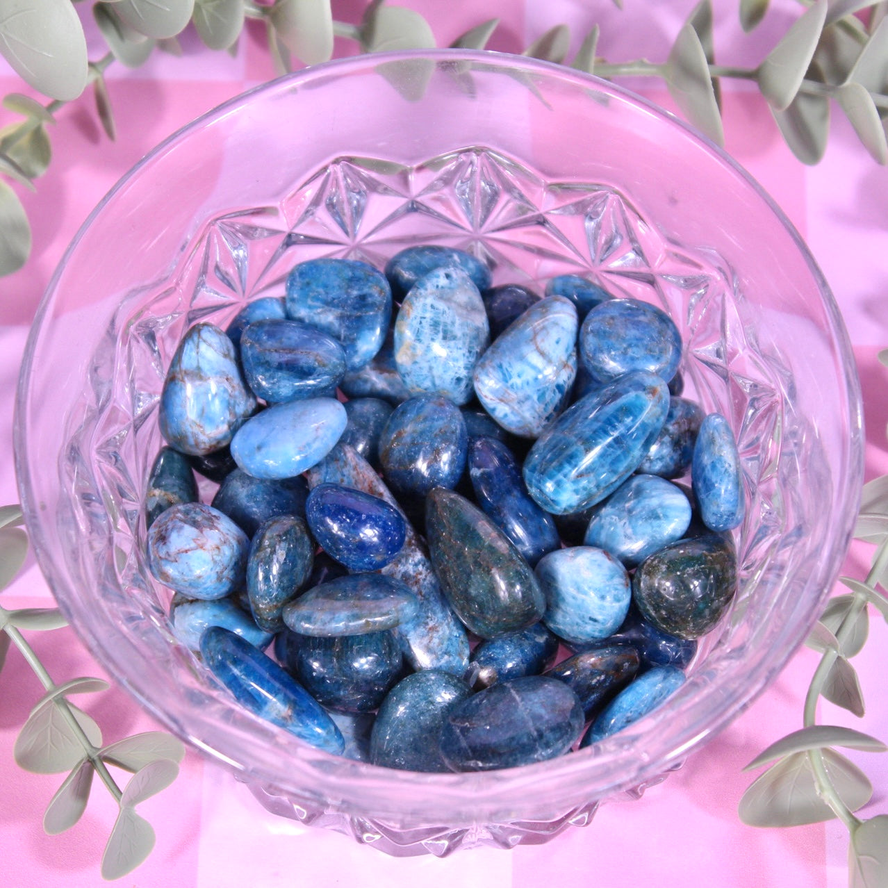 Small Blue apatite tumbles