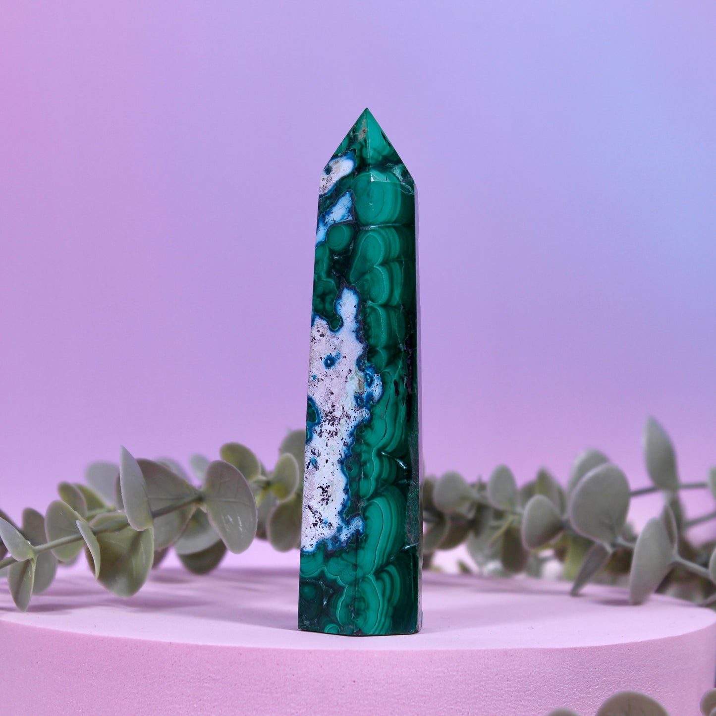 Chrysocolla x malachite tower