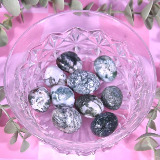 Moss agate tumbles