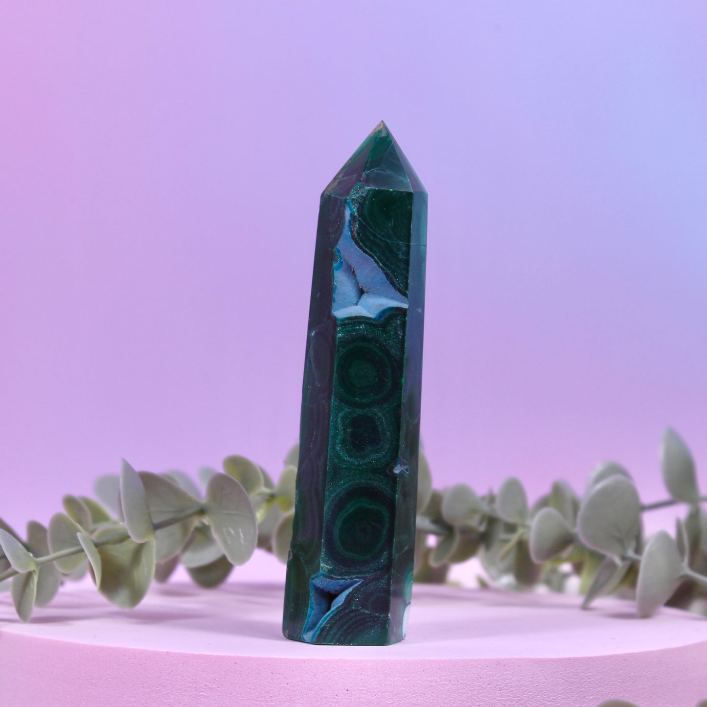 Chrysocolla x malachite tower