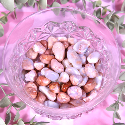 Pink agate tumbles
