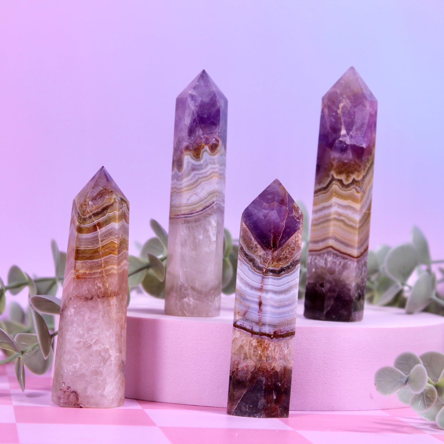 Amethyst x Mexican crazy lace agate tower