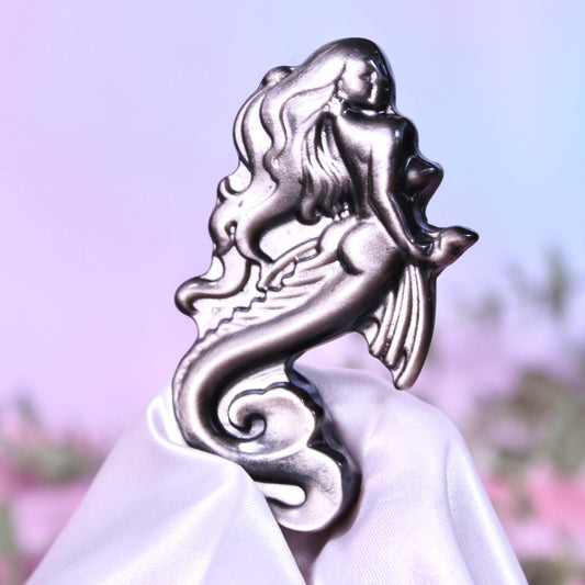 Silver sheen obsidian mermaid