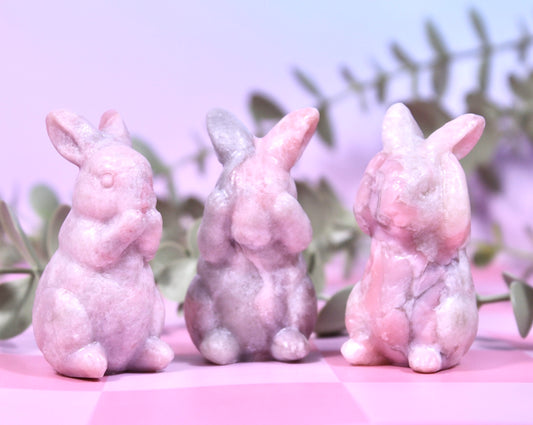 Pink opal “Speak no evil, See no evil, Hear no evil” set