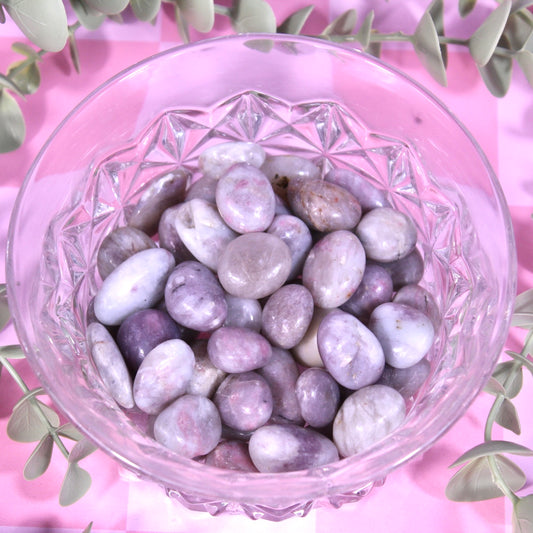 Pink tourmaline tumbles