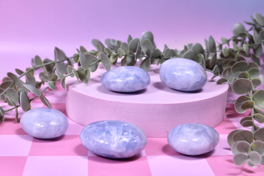 Blue calcite palmstones