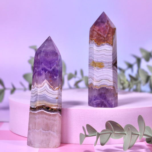 Mexican agate x amethyst towers
