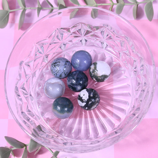Moss agate mini sphere
