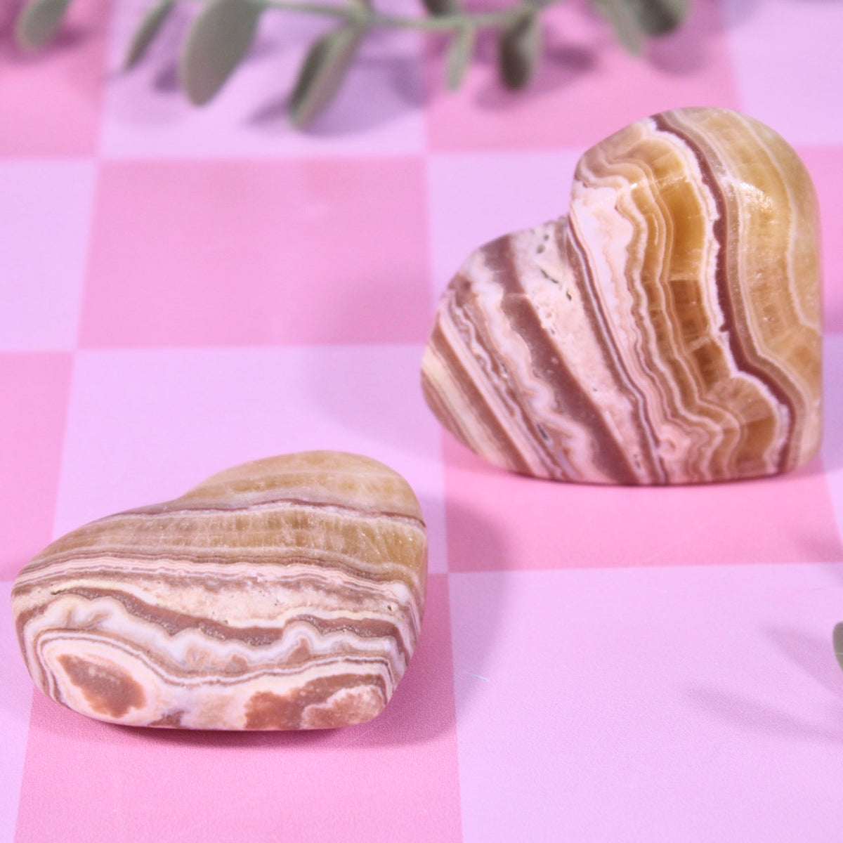 Chocolate banded calcite hearts