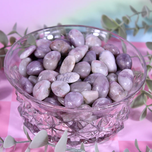 Pink tourmaline tumbles