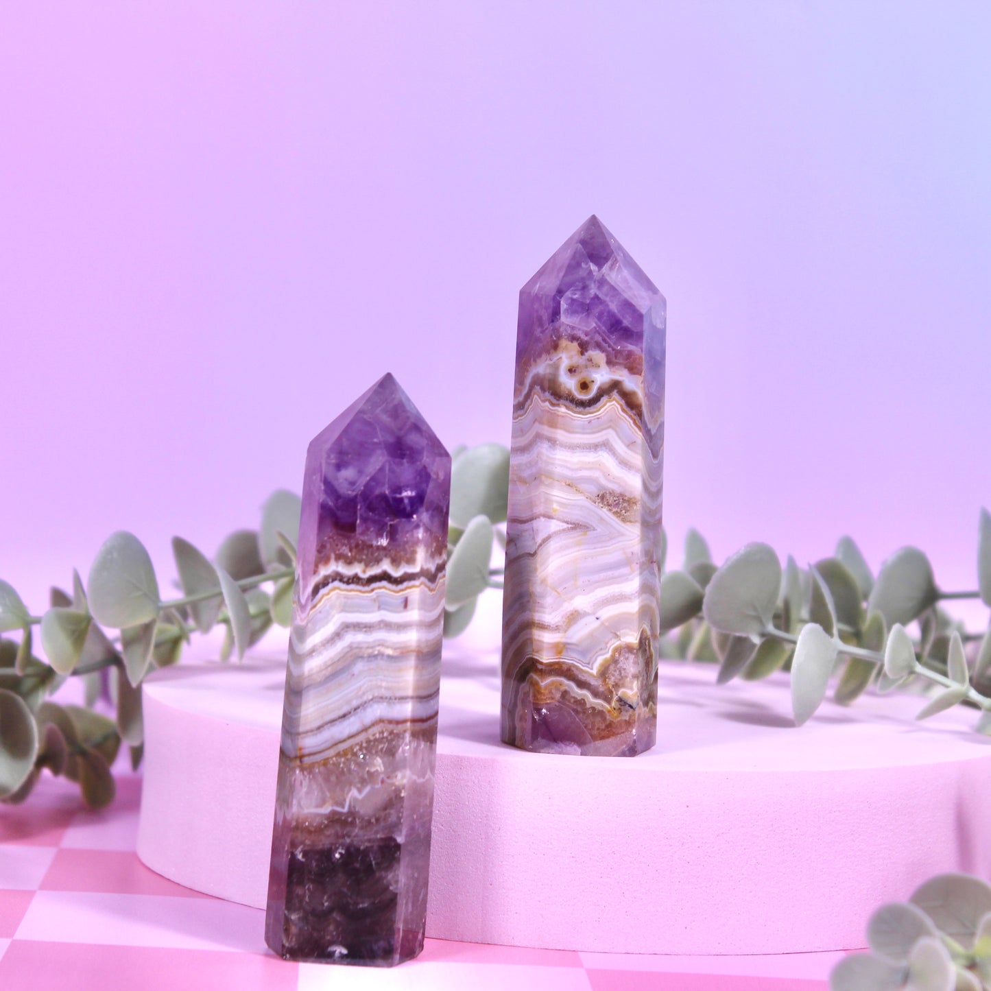 Mexican crazy lace agate x Amethyst tower