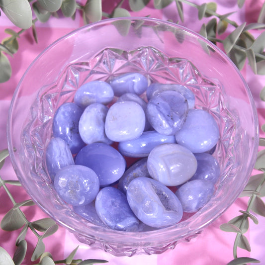 Blue lace agate tumbles