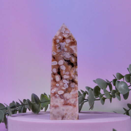 Pink Amethyst x Flower Agate tower #1