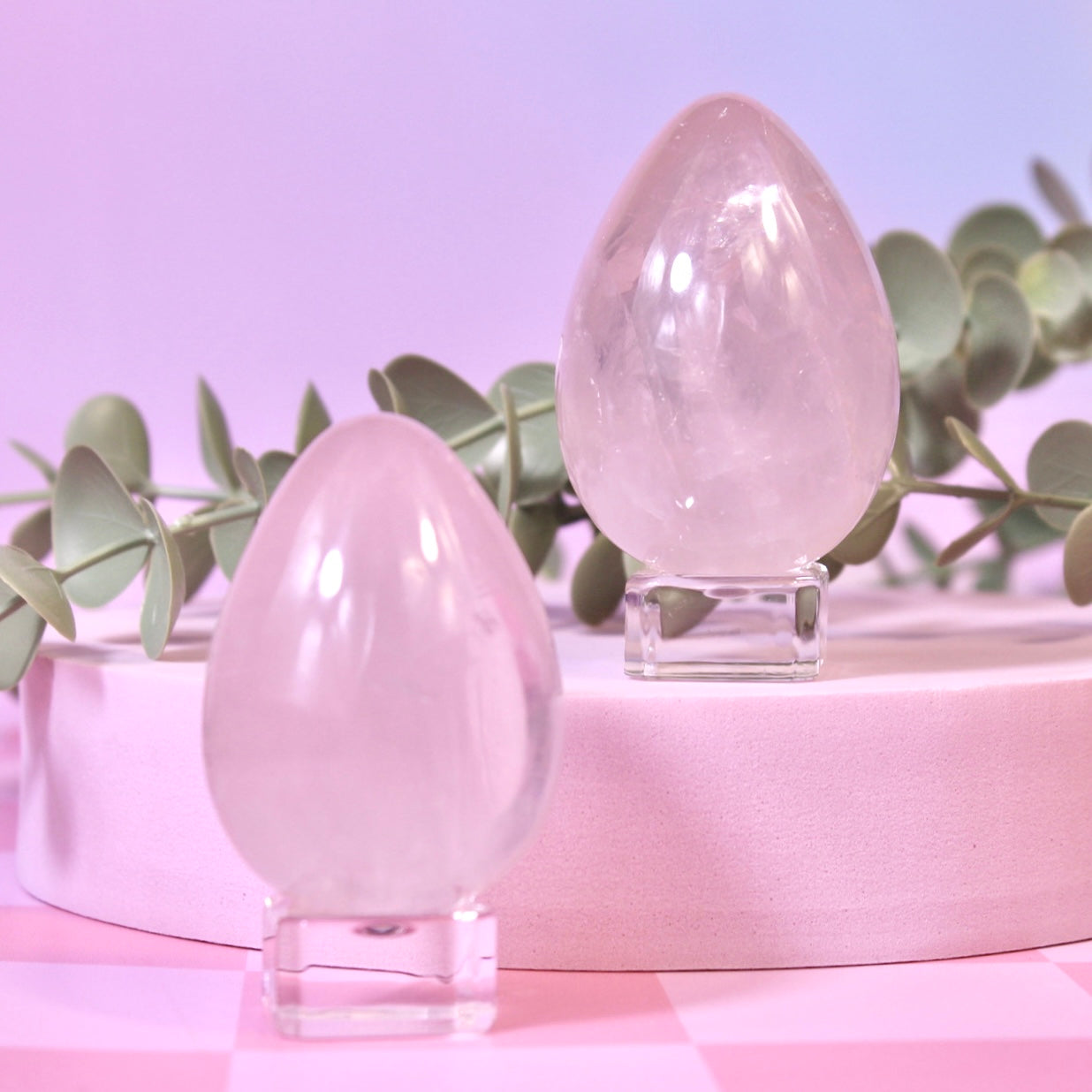 Rose quartz eggs