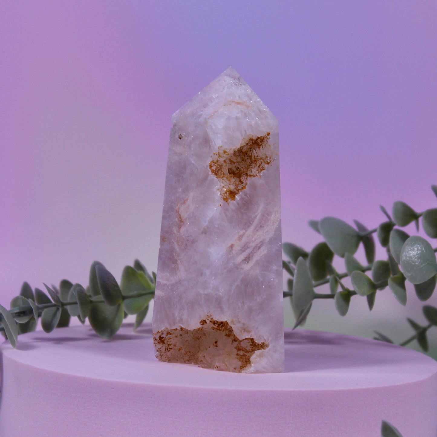 Pink Amethyst x Flower Agate Tower #4 small chip*